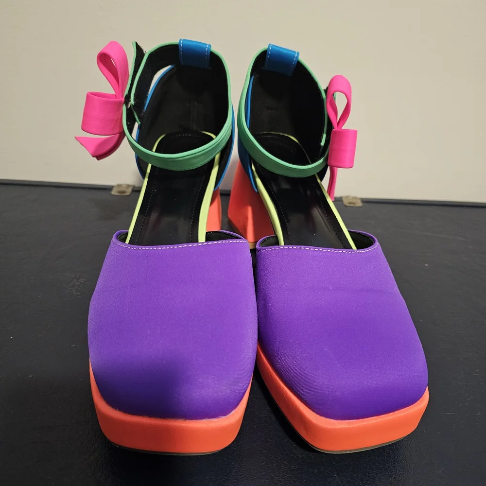 Colorful Women's Block Heel Shoes - Picture 5 of 6